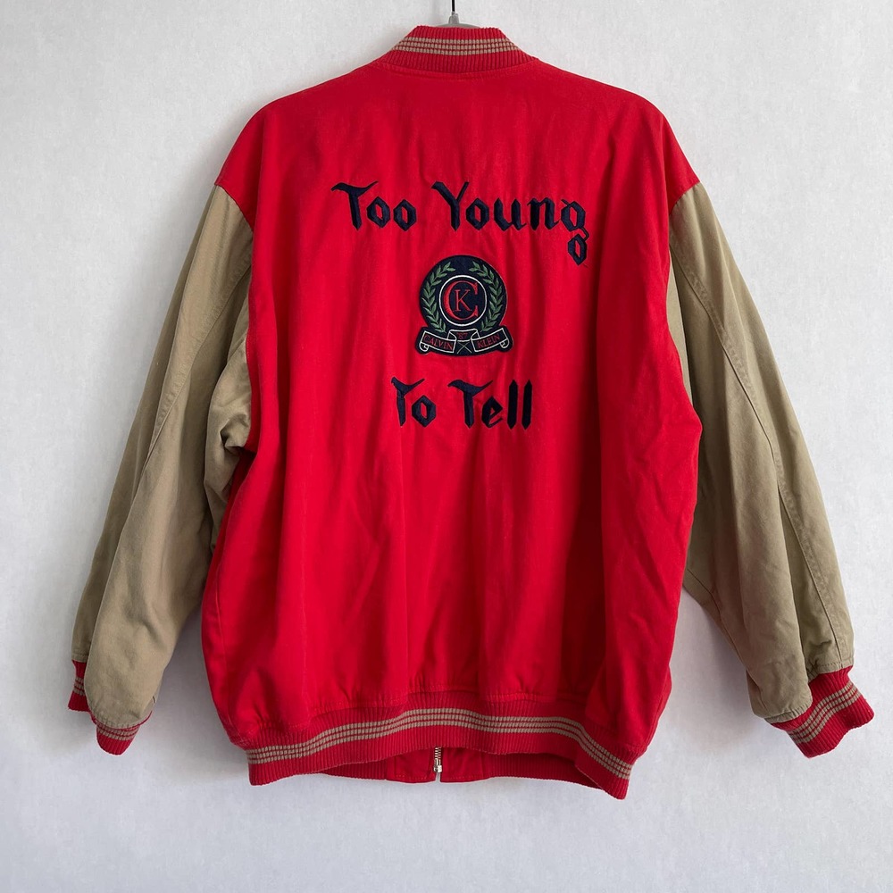 Calvin Klein jacket medium bomber vintage 90's embroidered graphic zip up